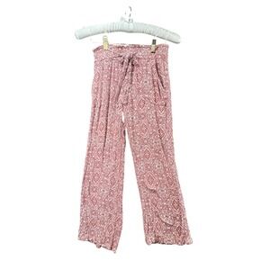 Joe B Joe Benbasset Small Rayon Boho Wide Leg Crop Pants Rose Paisley Pockets